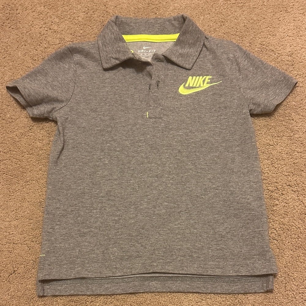 Nike Kids Gray Polo with Neon Accents
